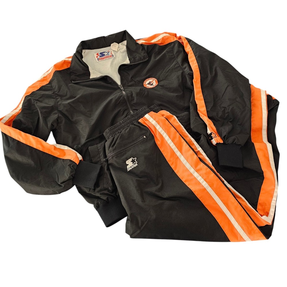 Vintage Starter Mens Baltimore Orioles Track Suit Black Orange Hing Kong Medium